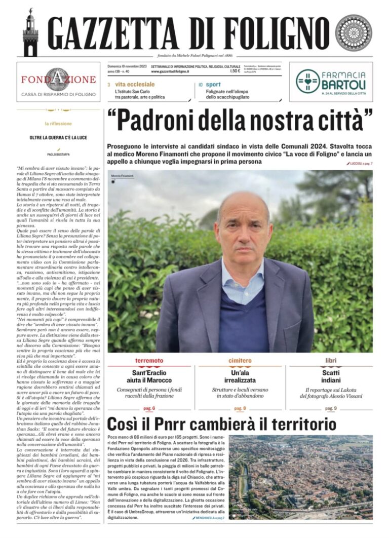 “PADRONI DELLA NOSTRA CITTA’ ” – L’INTERVISTA AL DOTT. MORENO FINAMONTI CANDIDATO A SINDACO “LA VOCE DI FOLIGNO”